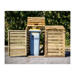 Armadio Basso in Legno 2 Ante Mobile per Secchi Raccolta Differenziata Giardino