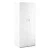 Armadio Bianco 180 2 Ante Appendiabiti Mobile con Ripiano Ufficio Camera Letto