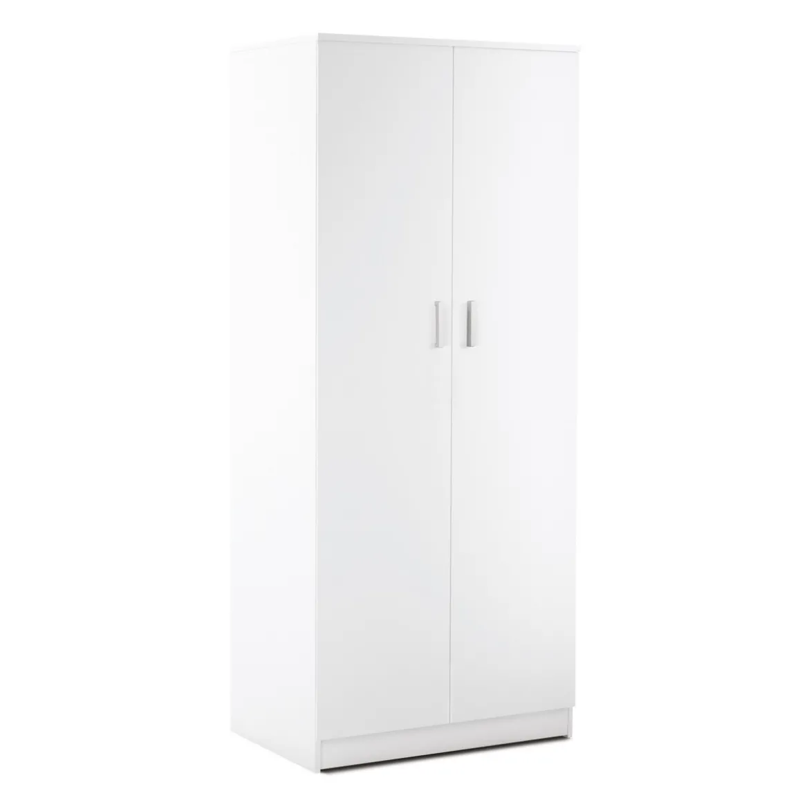 Armadio Bianco 180 2 Ante Appendiabiti Mobile con Ripiano Ufficio Camera Letto