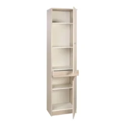 Armadio 180 Bianco 2 Ante con Cassetto Mobile Alto con Ripiani Colonna da Bagno