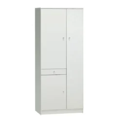 Armadio 180 Bianco 3 Ante Mobile Scarpiera Porta Scope con Ripiani