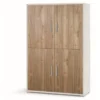Armadio Bianco Noce Mobile 160 cm Credenza 4 Ante con Ripiani Soggiorno