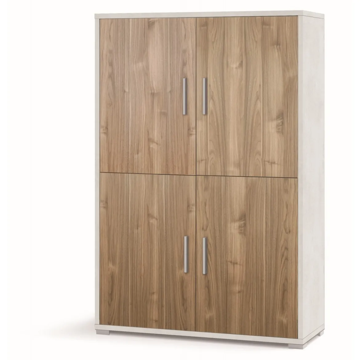 Armadio Bianco Noce Mobile 160 cm Credenza 4 Ante con Ripiani Soggiorno