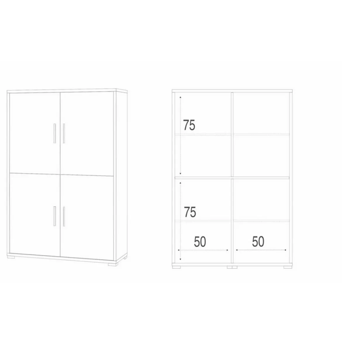 Armadio Bianco Noce Mobile 160 cm Credenza 4 Ante con Ripiani Soggiorno
