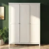 Armadio Camera da Letto 3 Ante Asta Appendiabiti Ripiani Bianco