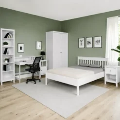 Armadio Camera da Letto 2 Ante con Asta Appendiabiti Legno Bianco