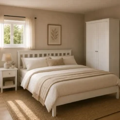 Armadio Camera da Letto 2 Ante con Asta Appendiabiti Legno Bianco