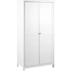 Armadio Camera da Letto 2 Ante con Asta Appendiabiti Legno Bianco