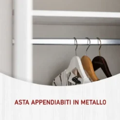 Armadio Camera da Letto 2 Ante con Asta Appendiabiti Legno Bianco