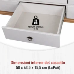 Armadio Camera da Letto 2 Ante 2 Cassetti Pino Massello Bianco Rovere