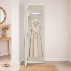 Armadio con 1 Anta Battente e Asta Appendiabiti Beige Cachemire