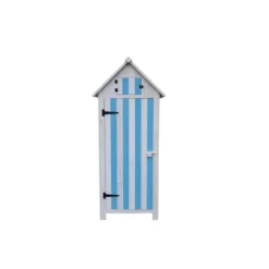 Armadio Contenitore in Legno da Giardino Blu/Bianco Ripostiglio Attrezzi