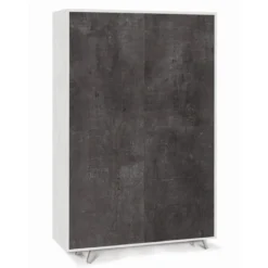 Armadio Credenza Ripiani 4 Ante Soggiorno Bianco Nero Mobile Ingresso