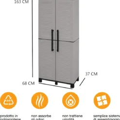 Armadio da Esterno Portascope 68x37x169 cm Ripiani Regolabili