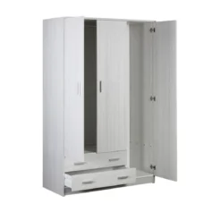 Armadio 180 h 3 Ante con 2 Cassetti Appendiabiti Mobile Cabina Camera da Letto