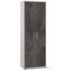 Armadio in Legno 2 Ante 200 Bianco Nero Multiuso Ufficio Mobile Camera