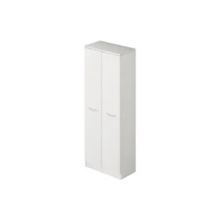Armadio in Legno 180 cm Portascope con Ripiani Bianco Frassinato Multiuso