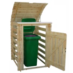 Armadio in Legno per Bidone Spazzatura Secchio Immondizia da Giardino