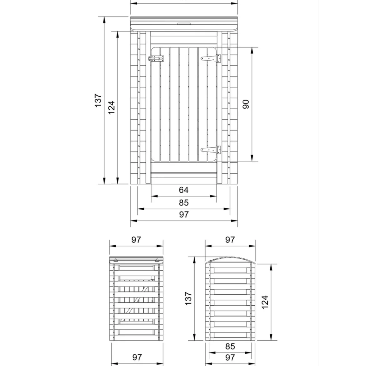 Armadio in Legno per Bidone Spazzatura Secchio Immondizia da Giardino