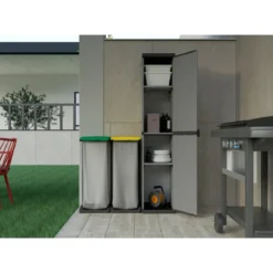 Armadio in PVC per Esterno Modulare con Ripiani da Balcone Giardino