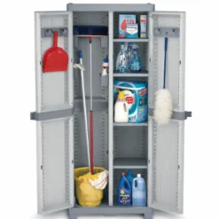 Armadio in Resina Portascope da Esterno Mobile Balcone Plastica con Ripiani