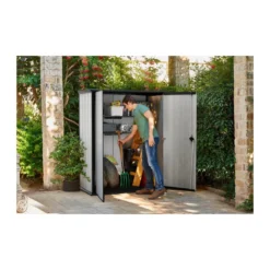 Armadio Keter Esterno Bidoni Rifiuti Biciclette Effetto Legno da Giardino Box