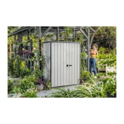 Armadio Keter Esterno Bidoni Rifiuti Biciclette Effetto Legno da Giardino Box