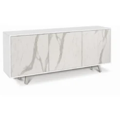 Armadio Mobile 3 Ante Bianco Marmo Contenitore Buffet Soggiorno Credenza
