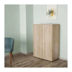 Armadio Mobiletto Multiuso Quercia Chiaro In Legno Mobile 2 Ante