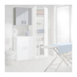 Armadio Pensile Sospeso 2 Ante Bianco Mobile Lavanderia Bagno Armadietto Legno