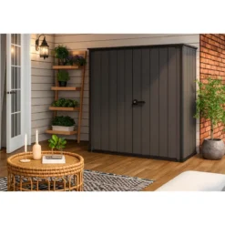 Armadio Porta Attrezzi Keter in Resina da Giardino 1400 L Evotech Grigio