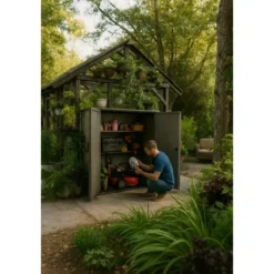 Armadio Porta Attrezzi Keter in Resina da Giardino 1400 L Evotech Grigio