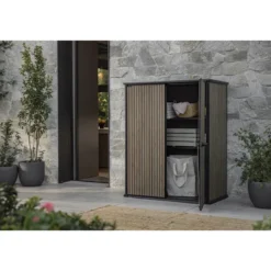 Armadio Porta Attrezzi Keter 1400L Doghe Effetto Legno da Esterno