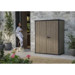 Armadio Porta Attrezzi Keter 1400L Doghe Effetto Legno da Esterno