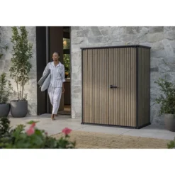 Armadio Porta Attrezzi Keter 1400L Doghe Effetto Legno da Esterno