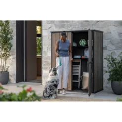 Armadio Porta Attrezzi Keter 1400L Resina Finitura Legno UV da Esterno