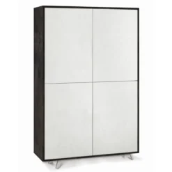 Armadio Ripiani Madia Nero Bianco Mobile 4 Ante Soggiorno Credenza Salotto