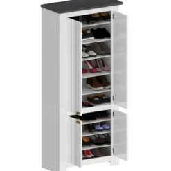 Armadio Scarpiera 4 Ante Mobile Ingresso Bianco Report 84x42x200 cm