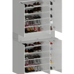 Armadio Scarpiera Bianco Lucido Larice 6 Ante 1 Ribalta 8 Ripiani
