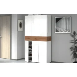 Armadio Scarpiera Bianco Lucido Rovere 6 Ante 1 Ribalta 8 Ripiani