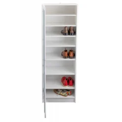 Armadio Scarpiera con Specchio Mobile Alto Bianco in Legno Porta Scarpe