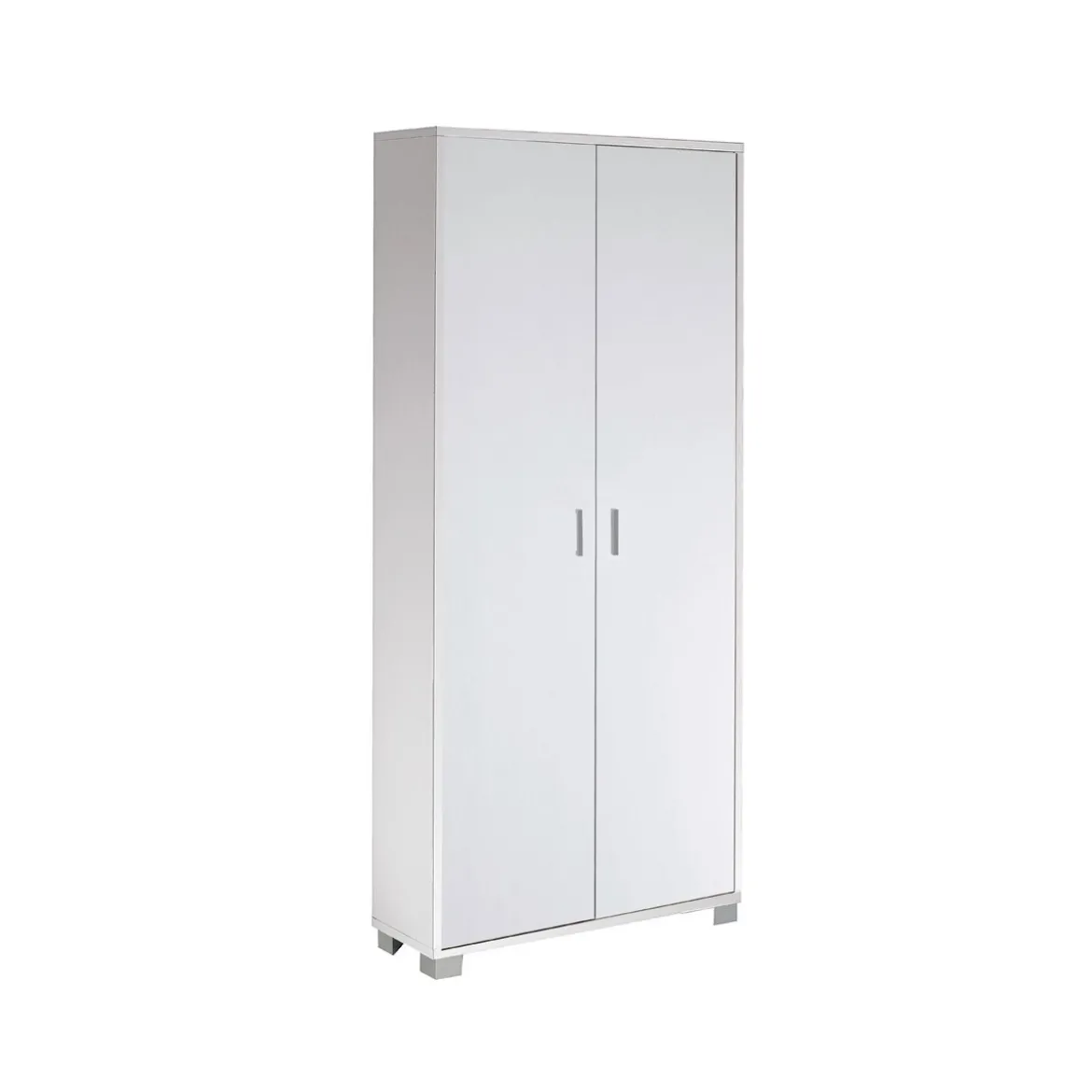 Armadio Slim 2 Ante 190 Bianco con Ripiani Mobile Ingresso per Ufficio Scarpiera