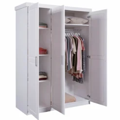 Armadio tre 3 Ante in Legno Mobile Guardaroba Bianco per Camera da Letto