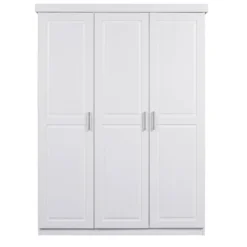 Armadio tre 3 Ante in Legno Mobile Guardaroba Bianco per Camera da Letto