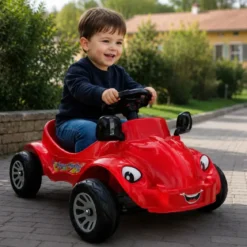 Auto a Pedali Cavalcabile per Bambini Happy Herbie Rosso con Clacson