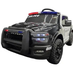 Auto Elettrica Bambini Dodge RAM Polizia 12V Nero Sirene Telecomando