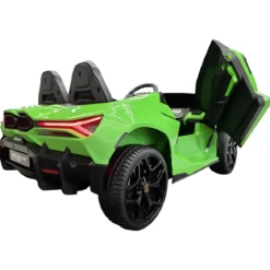 Auto Elettrica Bambini 2 Posti 24V Verde Sedili in Pelle e Telecomando