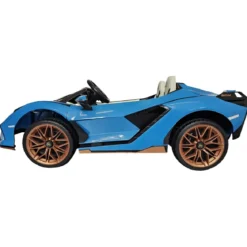 Auto Elettrica Bambini 24V Lamborghini Sian Blu 2 posti Sedili in Pelle