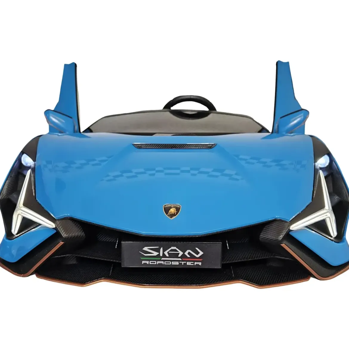 Auto Elettrica Bambini 24V Lamborghini Sian Blu 2 posti Sedili in Pelle