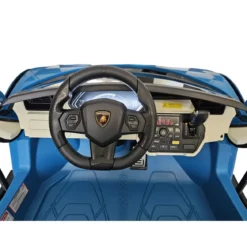 Auto Elettrica Bambini 24V Lamborghini Sian Blu 2 posti Sedili in Pelle